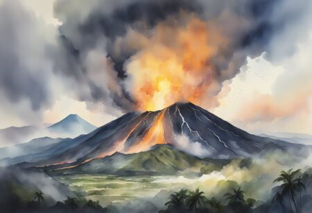 Indonesia volcano eruption lightning
